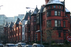 Colorful brick houses on a DC street