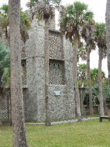 The tower in the center of the courtyard once held water, pumped by gravity throughout the house