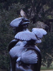 A mockingbird lit on the sculpture just as I approached