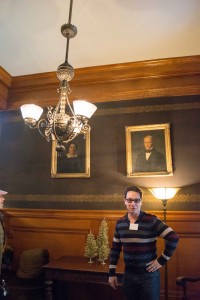 Christopher the docent explains the electrolier