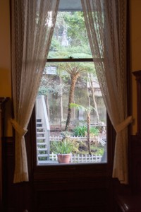 View into the back garden (jib window/door)