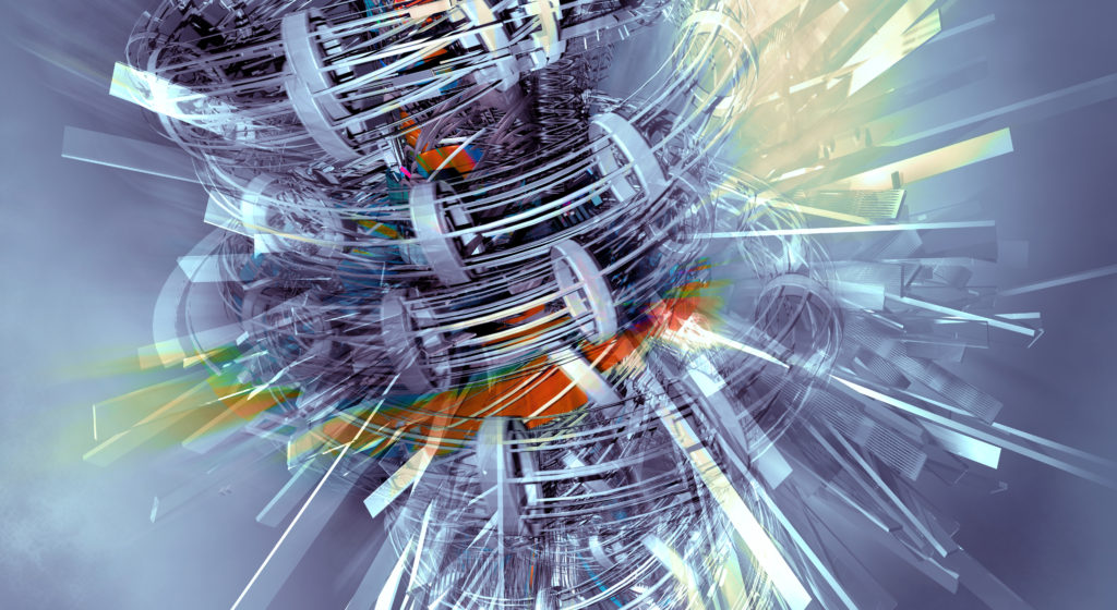 an abstract image of wires and rods; science fiction